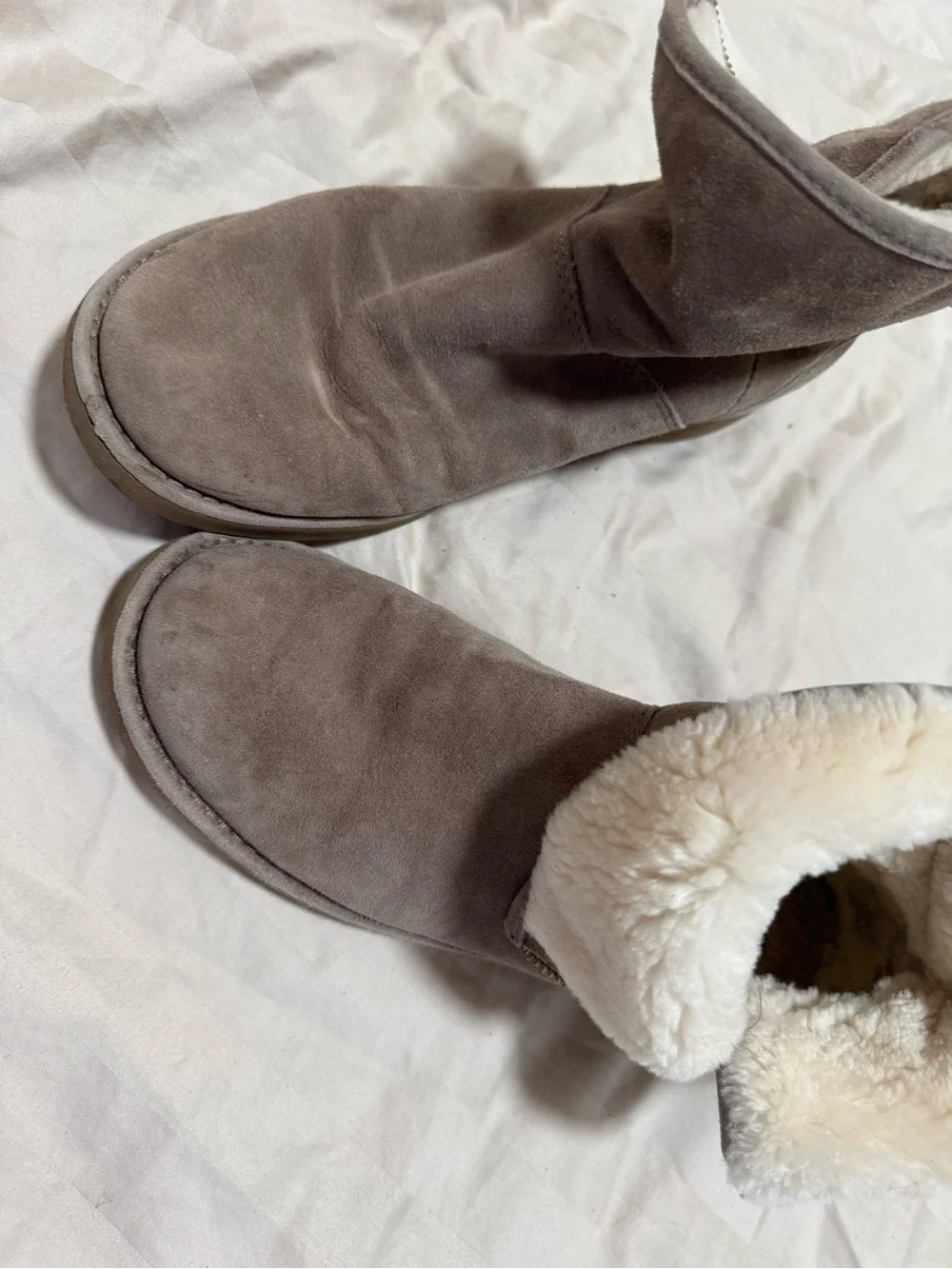 UGG Taupe Suede Shearling-Lined Ankle Boots
